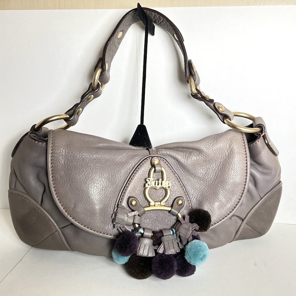 Juicy Couture Authentic Vintage Gray Leather shoulder bag-Y2K